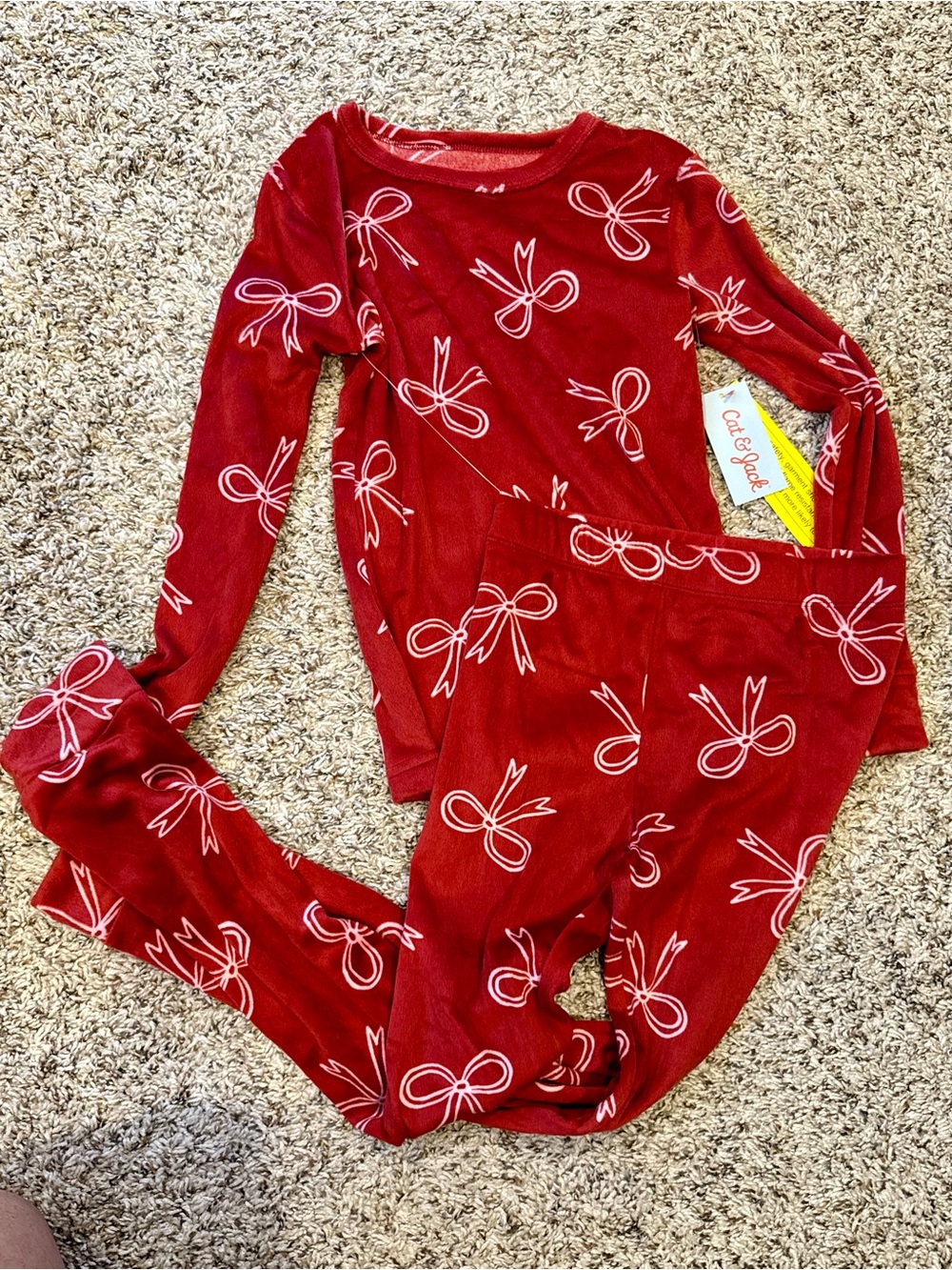 Red with white bows Kids Pajama Set with White Bow Print - Cat & Jack Size 8